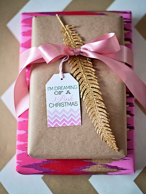 DIY-Gift-Wrapping Christmas-photo-gift-tag MOD-Interior Glitter Feather