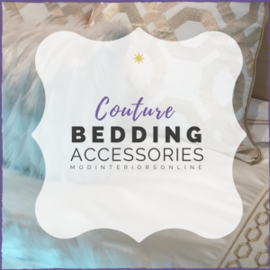Luxury bed Linens, throw pillows, and duvet covers.