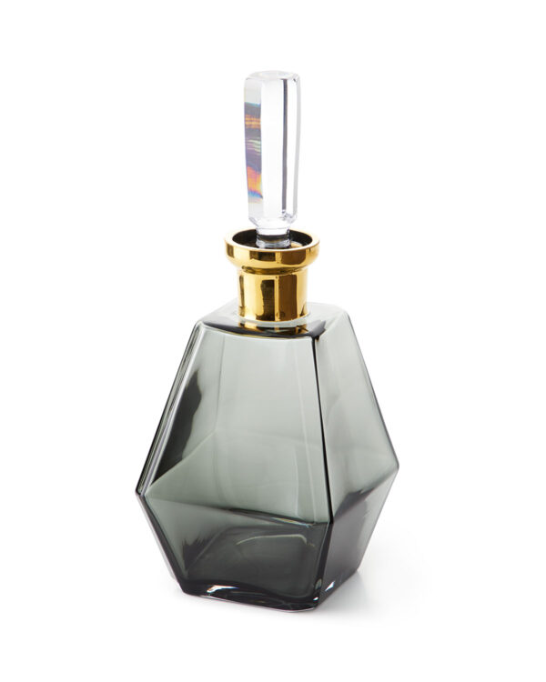Modern Classic Clear Glass Gold Neck Prism Decanter